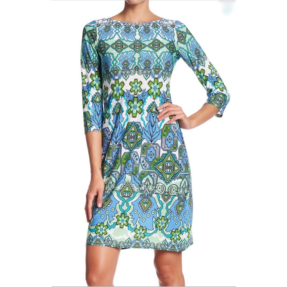 🆕Maggy London Printed Elbow Sleeve Dress